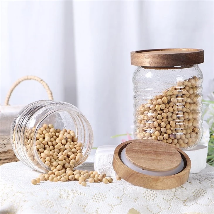 manufacturer borosilicate glass jar with wooden lid